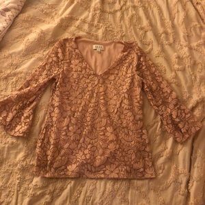 Pink Lace Blouse with bell sleeves